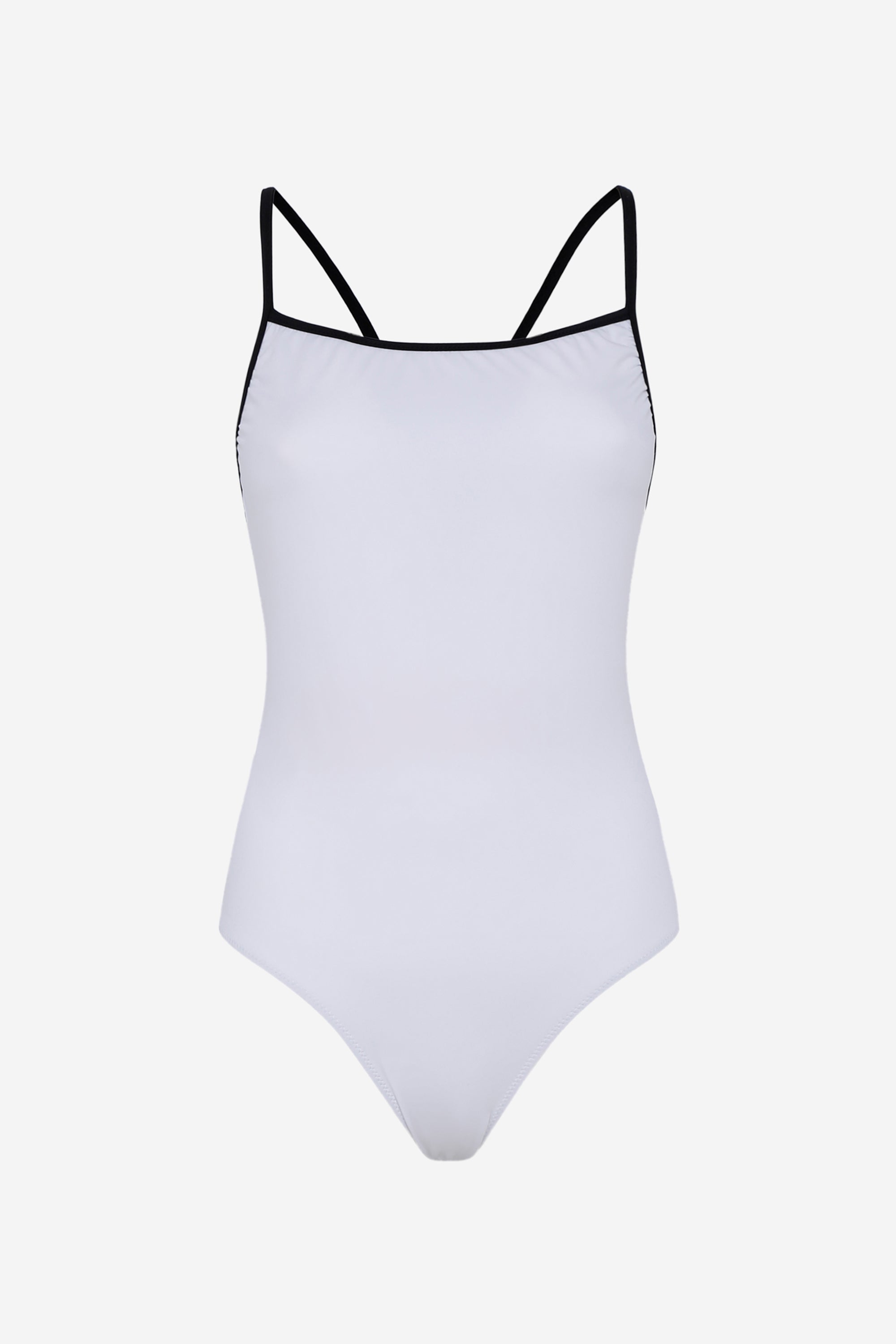 White One-Piece Swimsuit with Contrast Trim